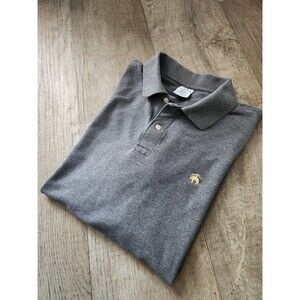 BROOKS BROTHERS 1818 Charcoal Gray Slim Fit Performance Polo Men's Size Large